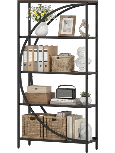 Costway 5-Tier Half-Moon Bookshelf Bookcase Living Room Home Office 15184972 New