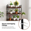 5-tier industrial bookshelf in rustic brown with anti-tipping fittings, perfect for stable storage in any room.