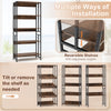 5-tier rustic brown bookshelf with adjustable and tiltable shelves, ideal for living room or office organization.