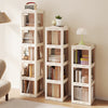 5-tier foldable rotating bookshelf in white with translucent panels, perfect for maximizing storage in small spaces.
