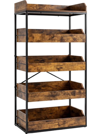 Costway 5-Tier Food Storage Rack w/ 4 Pull-Out Drawers Adjustable Feet 42414048 New