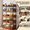5-tier rustic brown food storage rack with 4 pull-out drawers, ideal for kitchens, living rooms, or retail stores.