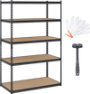 5-tier garage shelving unit with adjustable MDF shelves, heavy-duty metal frame, and included mallet and gloves for.