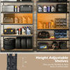5-tier garage shelving unit with height-adjustable shelves, sturdy MDF boards, and rustproof metal frame for versatile.