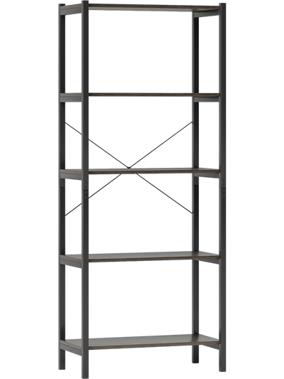 Costway 5-Tier Industrial Bookshelf Display Storage Rack Metal Frame 13986204 New