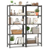 5-tier industrial bookshelf in gray with a metal frame, showcasing a minimalist design and ample storage for various.