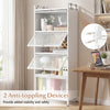 5-tier kitchen baker's rack in white with flip-up PC doors, offering ample storage and stability with anti-tipping.