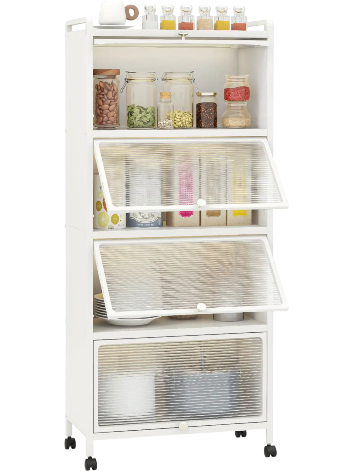 Costway 5-Tier Kitchen Baker's Rack Flip-Up PC Doors 56394218 New
