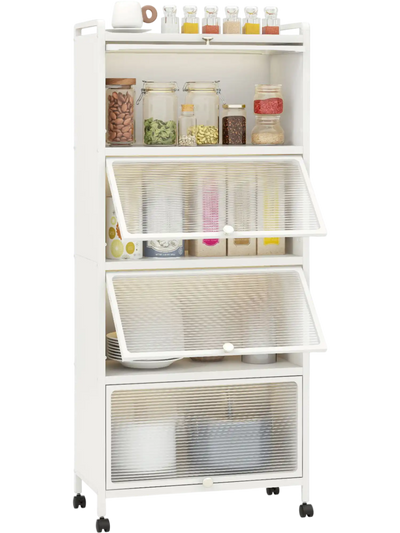 Costway 5-Tier Kitchen Baker's Rack w/ Flip-Up PC Doors 56394218 New