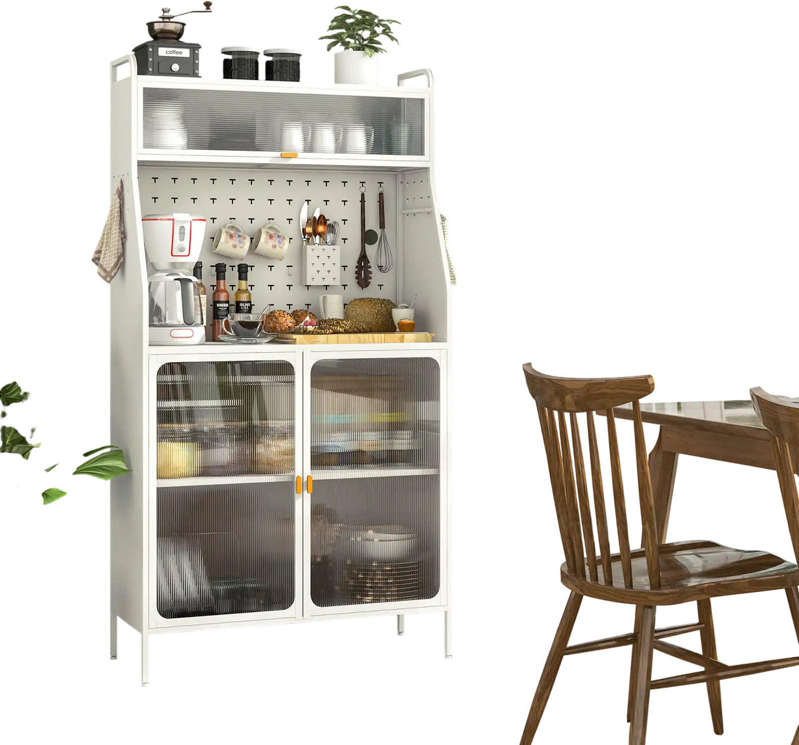 Costway 5-Tier Metal Baker's Rack See-Through Flip-Up Door Pegboard White 36748521 New