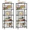 5-tier black metal storage shelving unit set of 2 with adjustable shelves, ideal for kitchen or garage organization.
