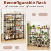 5-tier black metal storage shelving unit with adjustable shelves and V-shaped wire racks, ideal for garage or kitchen.