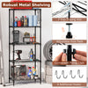 5-tier black metal shelving unit with adjustable shelves, V-shaped wire rack, and 750 lbs capacity for versatile.