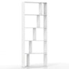 5-tier modern bookshelf in white with 10 storage cubes, ideal for books and decor, perfect for living room or home.