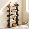 5-tier open bookcase in rustic brown, featuring elevated legs and anti-tipping kit, perfect for bedroom or study.