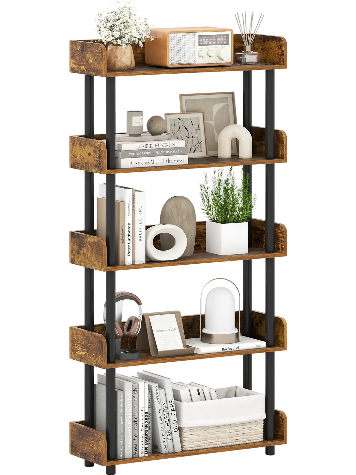 Costway 5-Tier Industrial Open Bookcase Storage Unit 96036933 New
