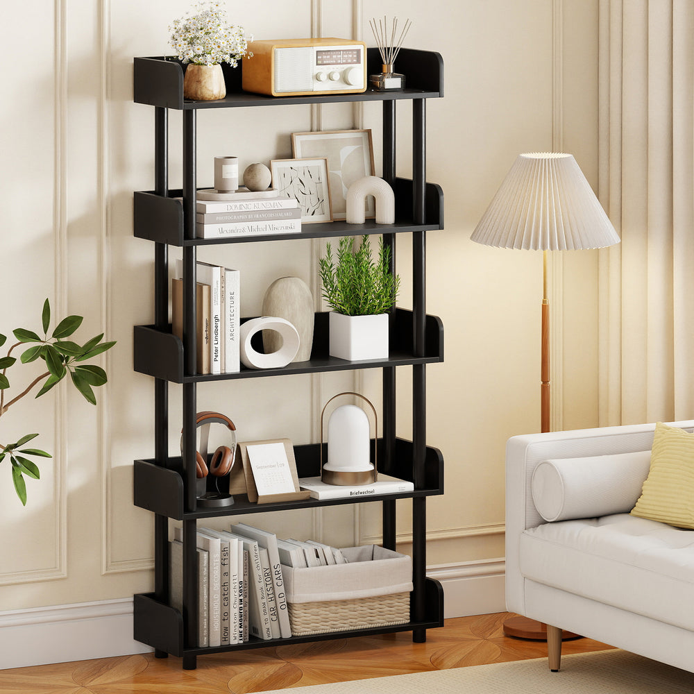 5-Tier Open Bookcase with Industrial Storage Unit-Black - Gallery View 1 of 8