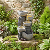 5-tier outdoor water fountain with LED lights, resin construction, and cascading design for relaxing ambiance in.