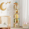 5-Tier Rotating Bookshelf 360° Display Rack with Dividers and Anti-falling Baffles-Natural - Gallery View 1 of 9