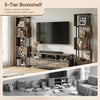 5-tier S-shaped bookshelf in rustic brown offers ample storage with open cubes, ideal for living room or office use.