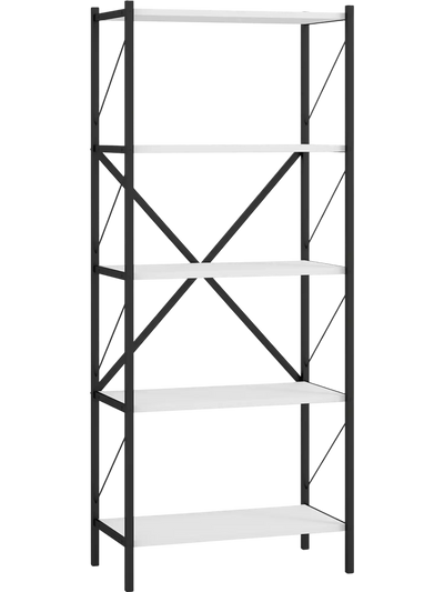Costway 5-Tier Tall Industrial Bookshelf Bookcase Heavy-Duty Metal Frame 15299466 New