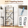5-tier tall bookshelf with heavy-duty metal frame and anti-toppling device, ideal for living room or home office storage.