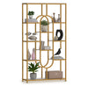 5-tier tall etagere bookcase with u-shaped design, powder-coated metal frame, ideal for living room or bedroom display.