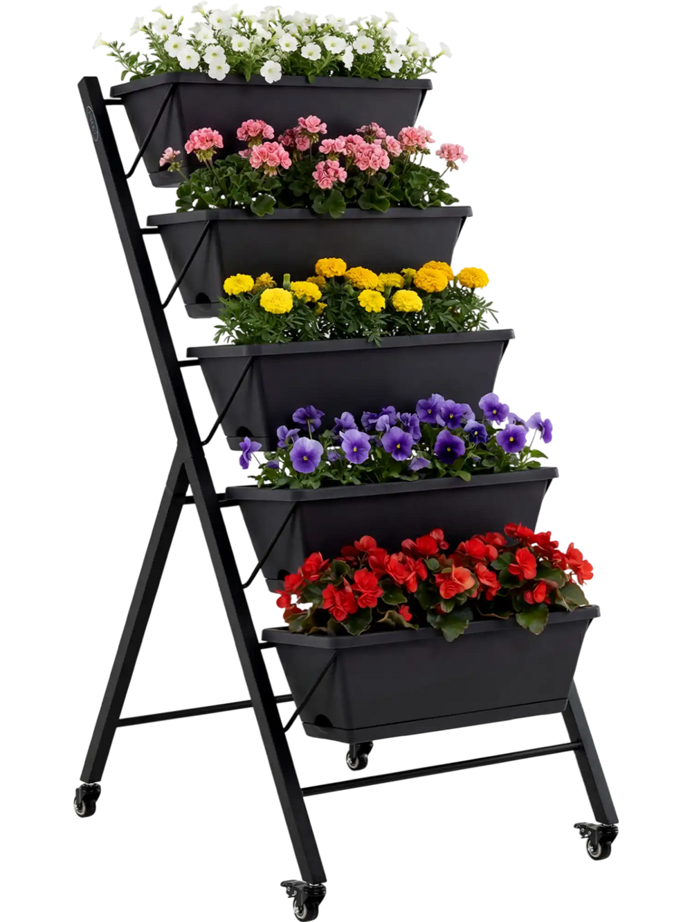 5-Tier Vertical Raised Garden Bed with Wheels for Backyard