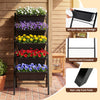 5-tier vertical raised garden bed with drainage holes, sturdy metal frame, ideal for patio plant display and growth.