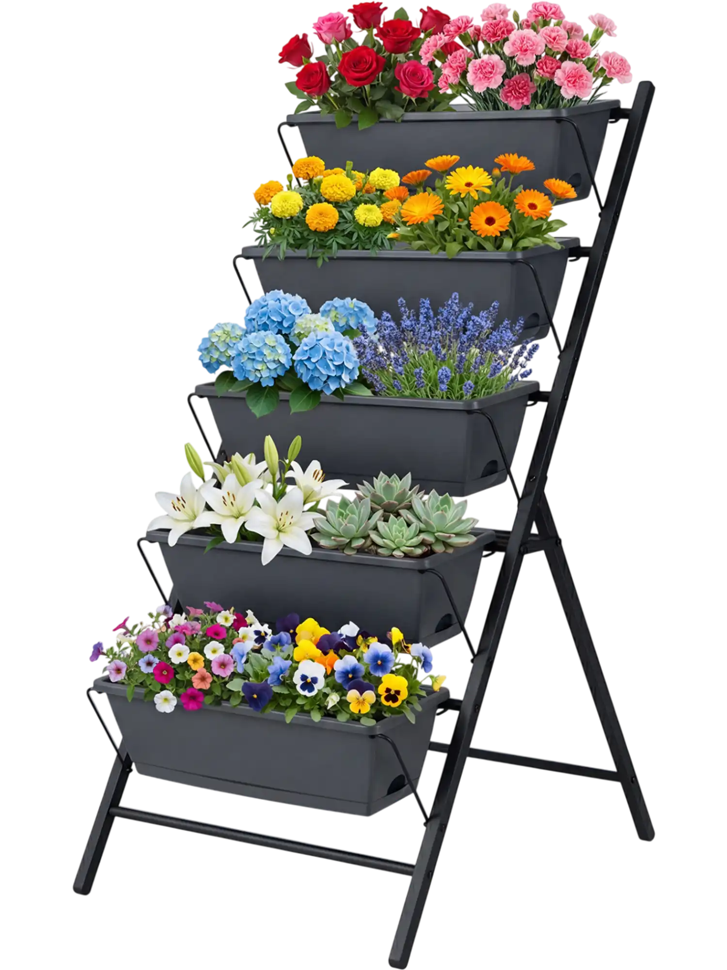 Costway 5-Tier Vertical Raised Garden Bed w/ Drainage System & Removable Trays 87973800 New