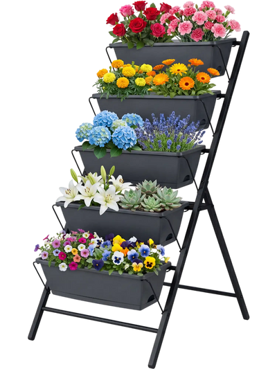 Costway 5-Tier Vertical Raised Garden Bed w/ Drainage System & Removable Trays 87973800 New