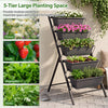 5-tier vertical raised garden bed in black with detachable trays, ideal for growing vegetables and maximizing sunlight.