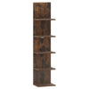 5-tier wall-mounted shelf unit in rustic brown wood grain finish, perfect for versatile storage in any room.
