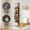 5-tier wall-mounted shelf unit in rustic brown with wood grain finish, ideal for versatile storage in any room.