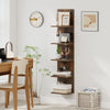 Front view of the 5-tier wall-mounted shelf unit in rustic brown, featuring stylish design and ample storage for any.