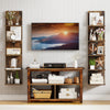 Wood grain detail of the 5-tier wall-mounted shelf unit in rustic brown, highlighting its modern and timeless aesthetic.