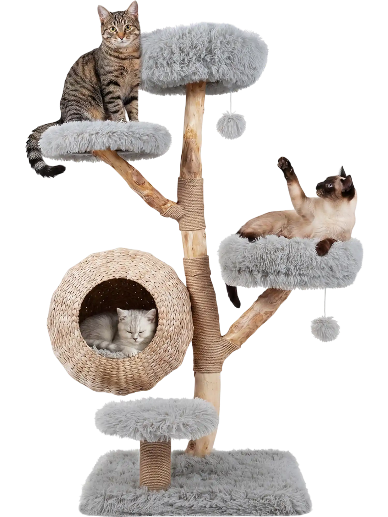 Costway 5-Tier Wooden Cat Tree Woven Condo Plush Perches Jute Posts Balls 43756209 New