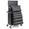 5-drawer black tool storage cabinet with central locking, ball-bearing slides, and wheels for easy mobility in.