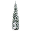 5 ft snow-flocked slim pencil Christmas tree with LED lights and 11 lighting modes, perfect for small spaces.