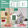 5-foot snow-flocked slim pencil Christmas tree with warm-white and multi-color LED lights, perfect for small spaces.