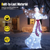 5 ft Christmas lighted angel with harp, 120 LED lights, waterproof, snowproof, and windproof for outdoor decoration.