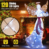 5 ft Christmas lighted angel with harp, featuring 120 cold white LED lights, ideal for indoor and outdoor festive decor.