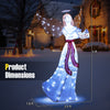 5 ft Christmas lighted angel with harp, 120 LED lights, ideal for outdoor decoration in various weather conditions.