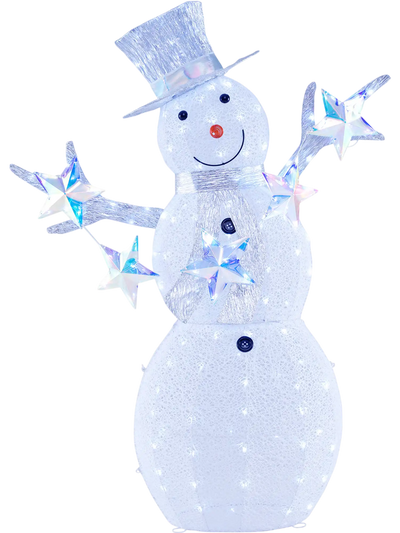Costway 5' Pre-Lit Christmas Snowman with Stars 83417259 New