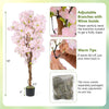 5 FT tall artificial cherry blossom tree with pink flowers, adjustable branches, and realistic moss for home or office.