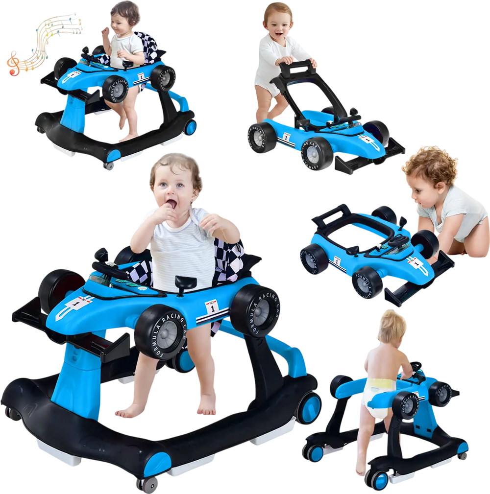 5-in-1 Baby Walker with Adjustable Height and Speed for Boys Girls 6-18 Months