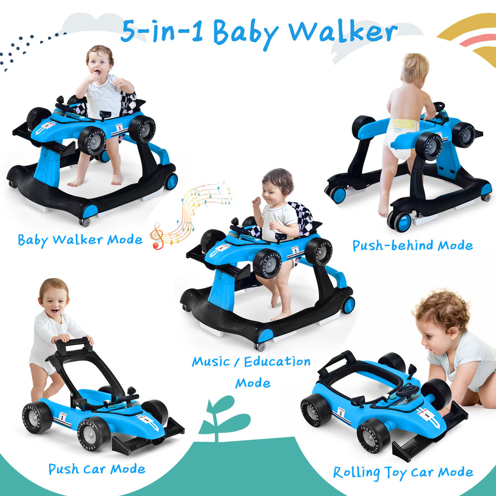 Close-up of the durable PP plastic structure of the 5-in-1 baby walker with padded bumpers for enhanced safety.