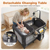 Detachable changing table on the 5-in-1 bedside bassinet, featuring storage pockets for convenient diaper changes.