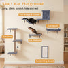 5-in-1 gray cat wall shelves feature a condo, bridge, perch, platform, and scratching post for indoor play and rest.