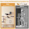 Wall-mounted 5-in-1 cat furniture set in gray features plush surfaces, scratching post, and stable design for indoor play.